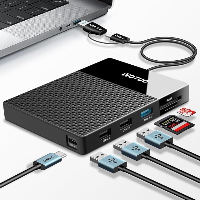 YOTUO Portable Docking Station External Hard Drive 1TB Storage, USB-C Huc + HDD 7-in-1, USB 3.0, SD/TF Card, HDD for Windows, Mac, Android, TV, Phone, Laptop, Desktop, PC (Black, 1TB)