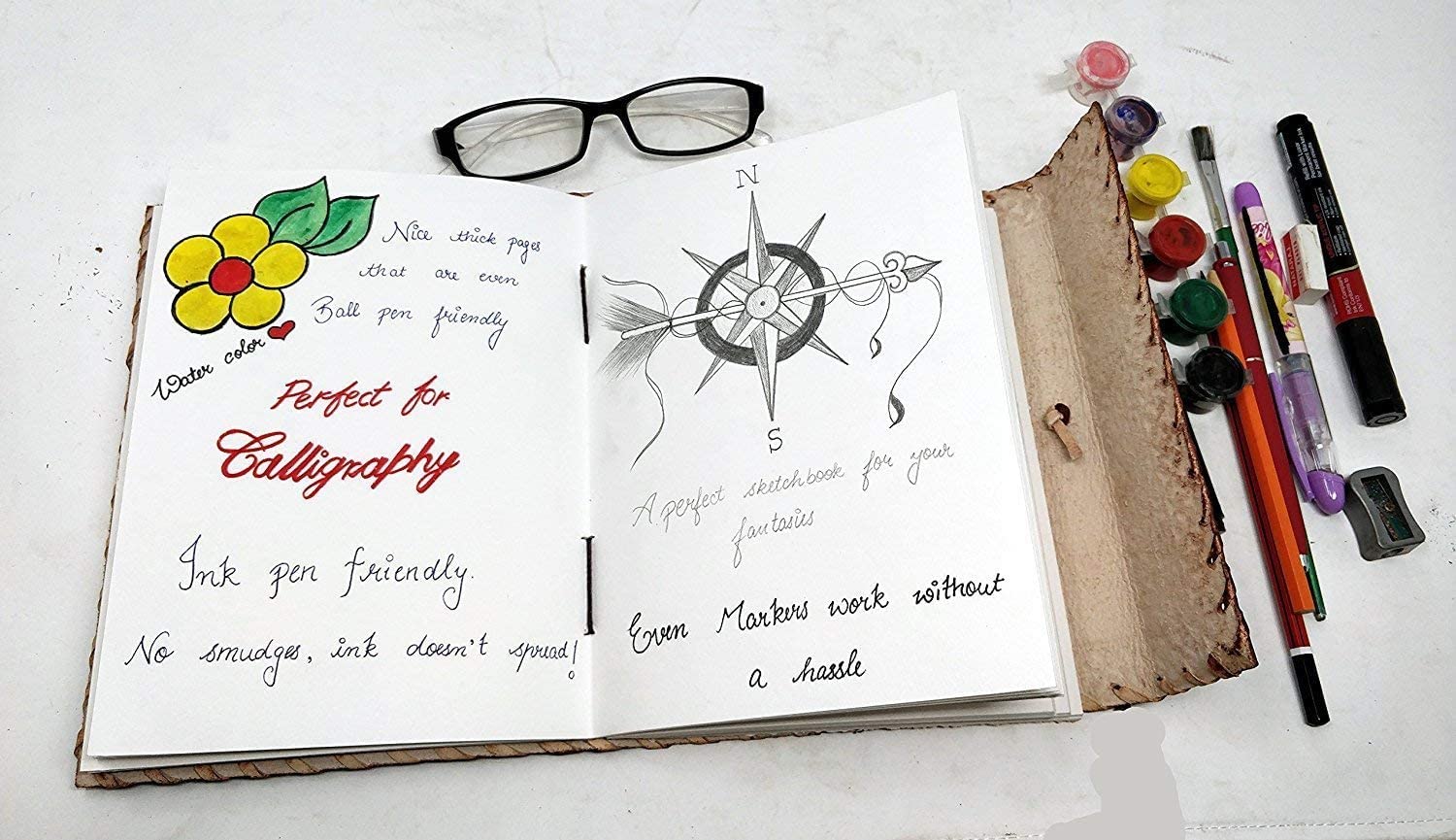 Jaald 25 cm Libreta Notas Cuaderno Hojas Diario Album Hecho a Mano con Cubierta de Cuero y Cerradura Llave Candado - Verde