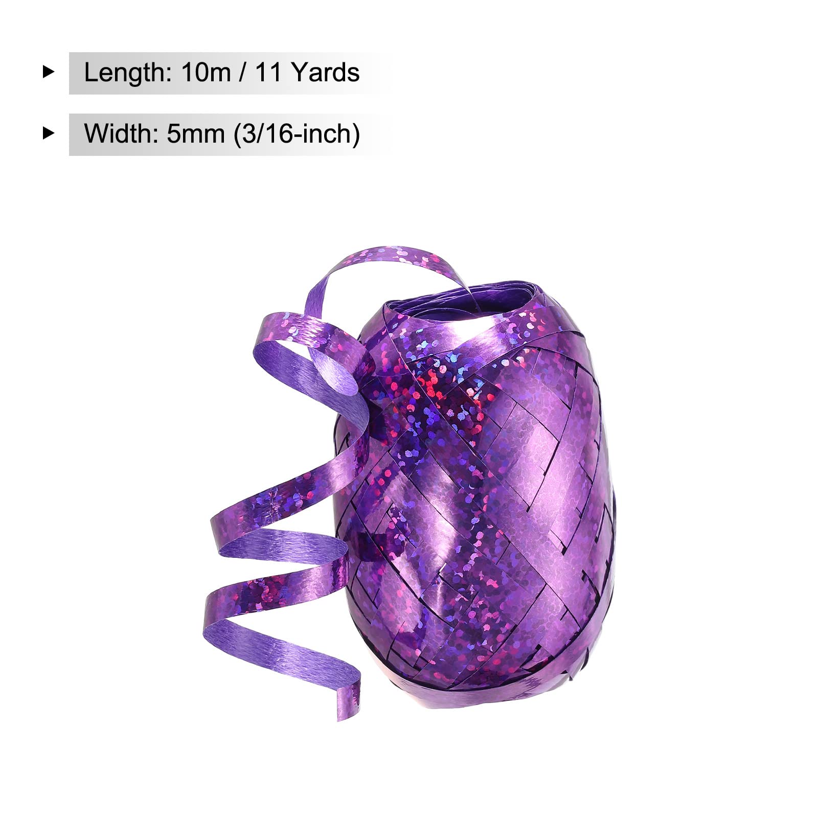 PATIKIL 6pcs Curling Ribbon Crimped Balloon String 5mm Laser Metallic Shiny 10m for Christmas Wedding Gift Crafts Florists Decoration Purple - Image 2