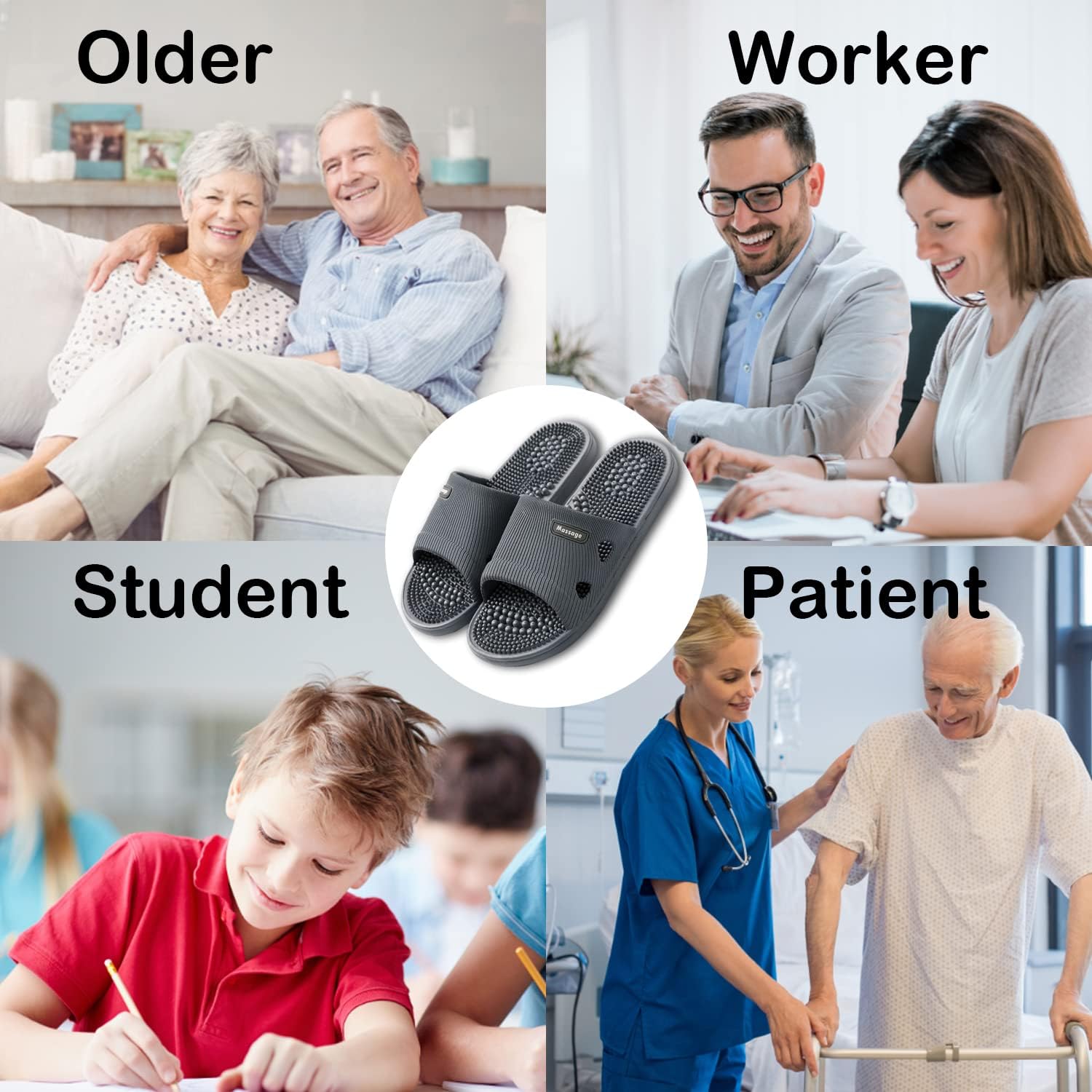 Massage Slippers for Women Men Acupressure Foot Plantar Fasciitis Sliders House Ladies Reflexology Sandals Shower Shoes Non-Slip Quick Drying Pool Beach Indoor Outdoor - Image 4