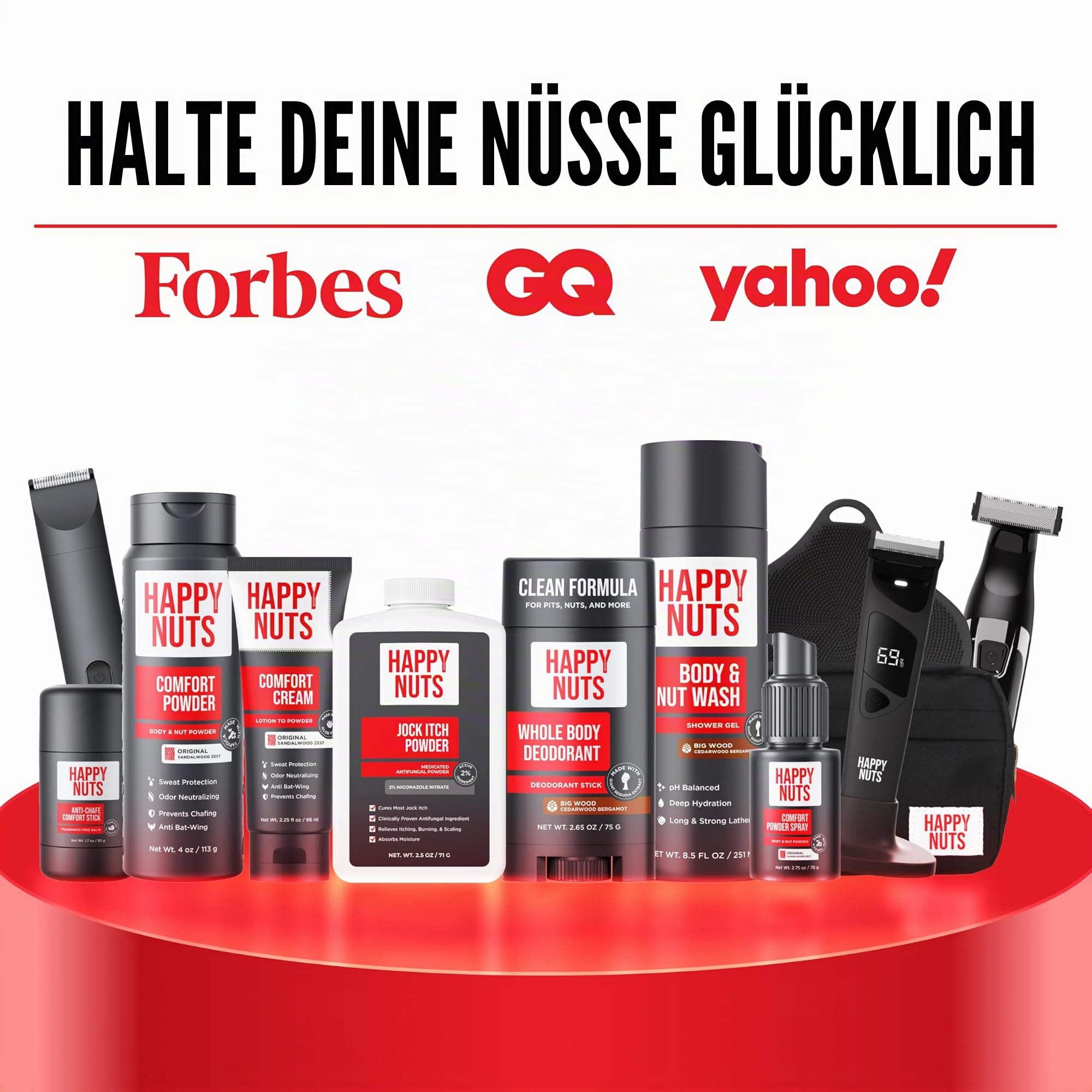HAPPY NUTS The Ballber PRO Elektrischer Körperhaarschneider für Männer – Herren-Körperpflegeset für Privatpersonen – IPX7 wasserdichter Rasierer für schwer erreichbare Stellen (Ballber Pro)