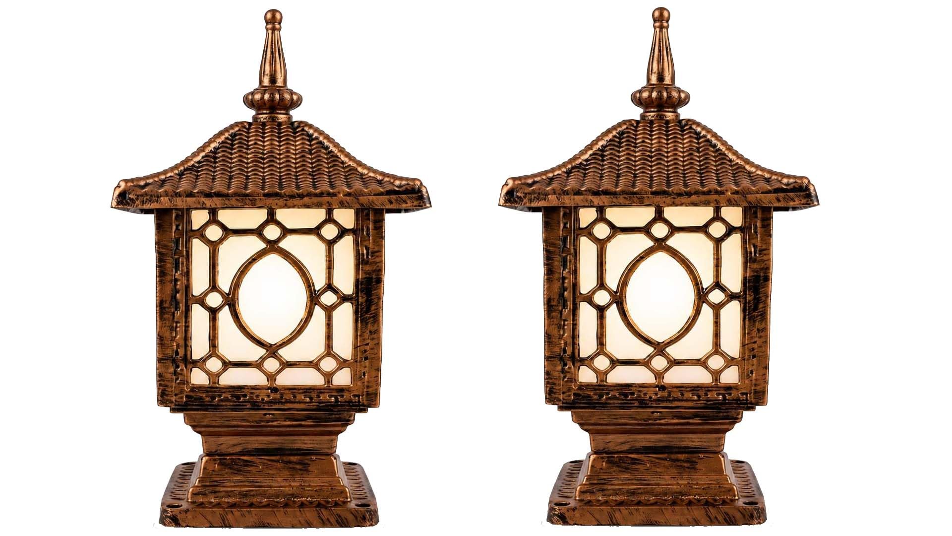 Outdoor Pillar Gate Lantern, Antique Copper Finish, | Frosted Glass Shade, Weather Resistant Finish, Rust Resistant, Indoor & Outdoor Use, Corrosion-Resistant Body-image-20