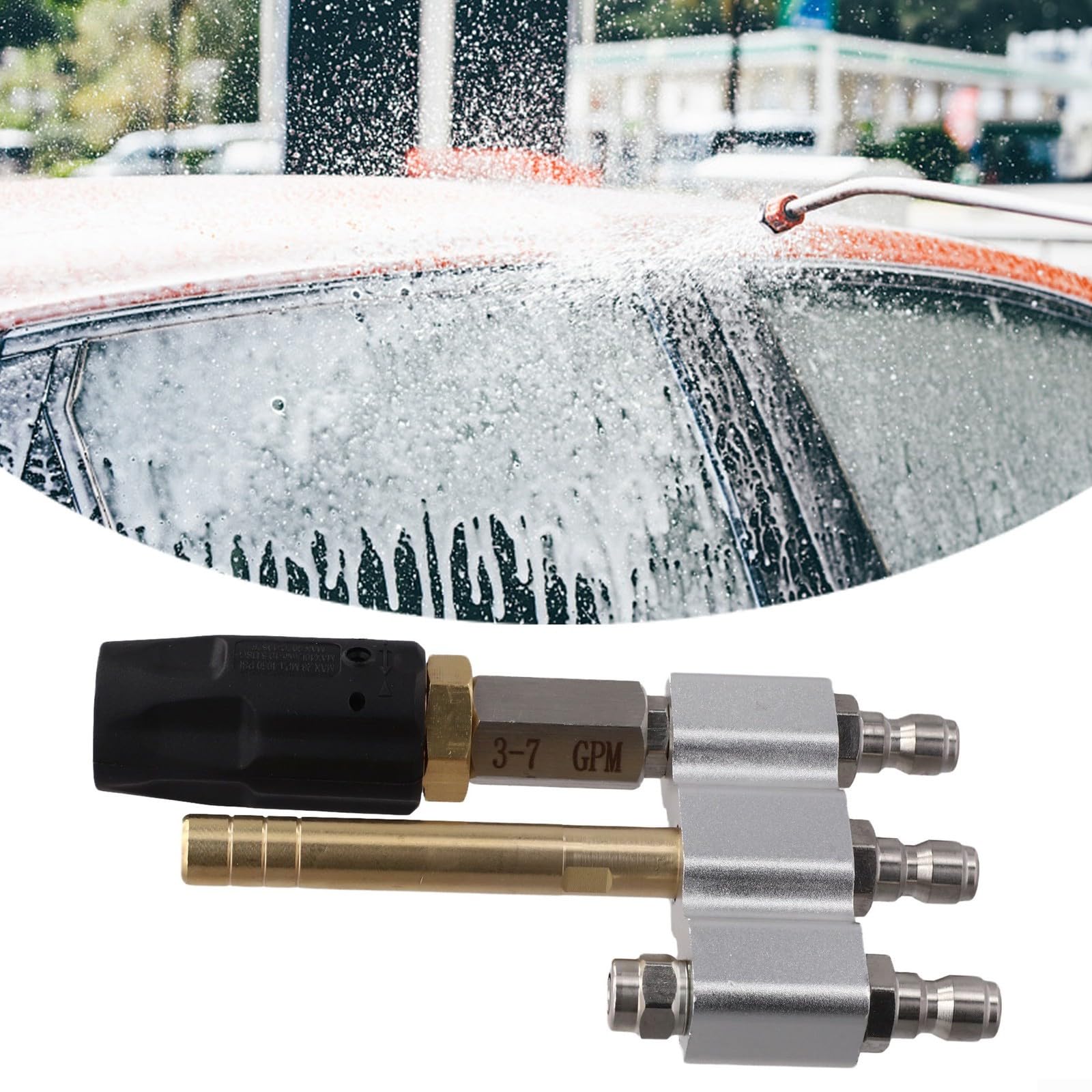 Ugello morbido regolabile 3 in 1 per idropulitrice ad alta pressione, punta a spruzzo a lungo raggio in acciaio inossidabile con motivo da 0 a 60 gradi, argento (rame e ottone GPM)