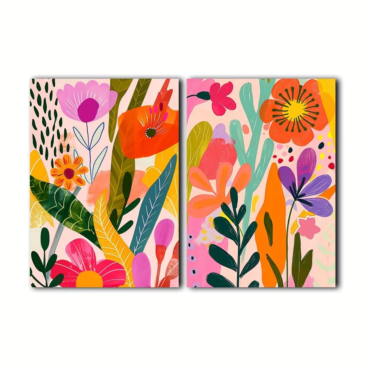 IHHGNB 2pcs Bohemian Spring Summer Flower Canvas Printing Vertical Abstract Plant Flower Wall Art Poster for Modern Home Decor(60x80cm(24x31in) x3/No frame)