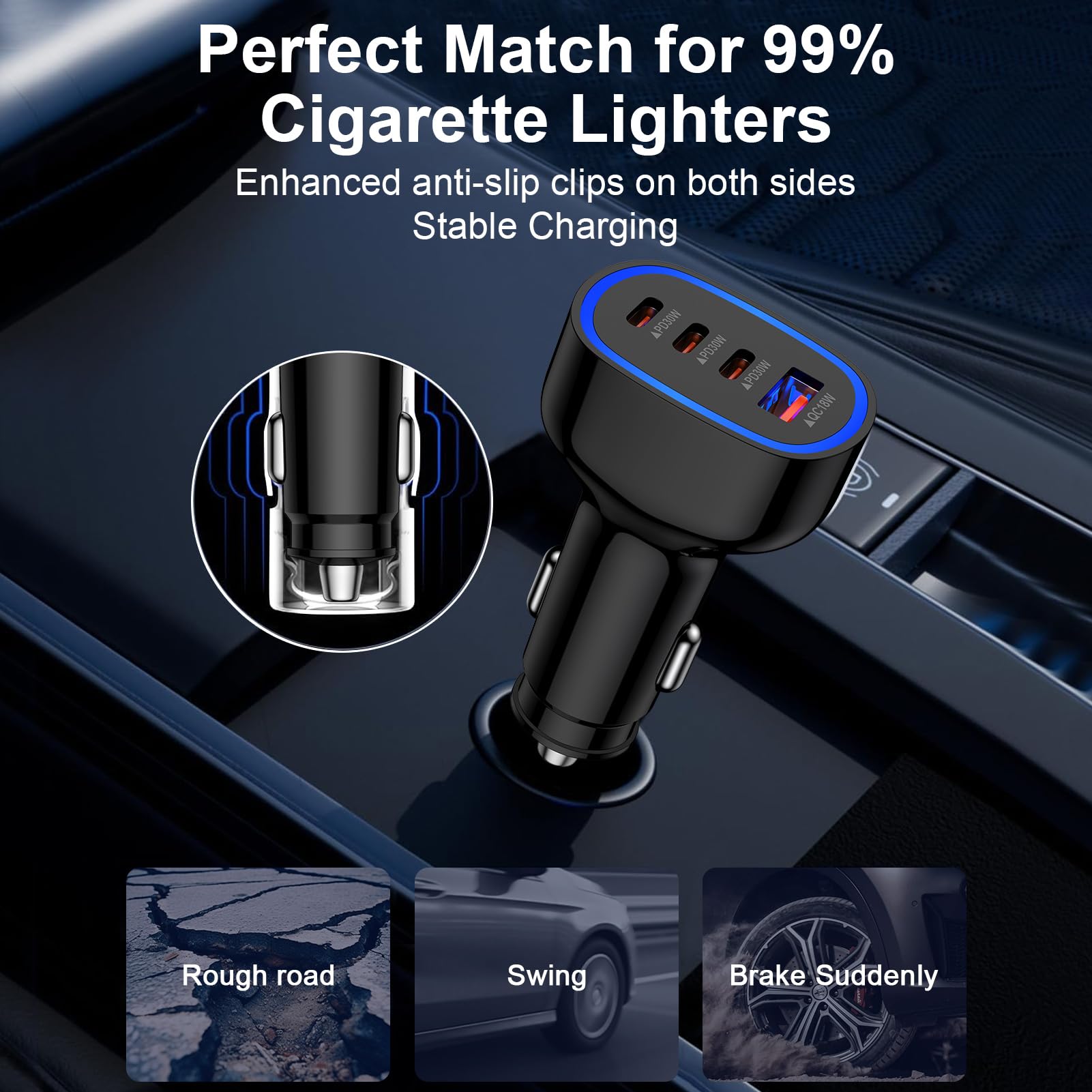 Amazon.com: Samsung Car Charger USB C 90W Fast Charging Adapter for Samsung  Galaxy A17 A16 A15 5G A56 A36 S25 Edge S24 Ultra S23 S22 S21 4Port Cigarette  Lighter Fast Car Phone