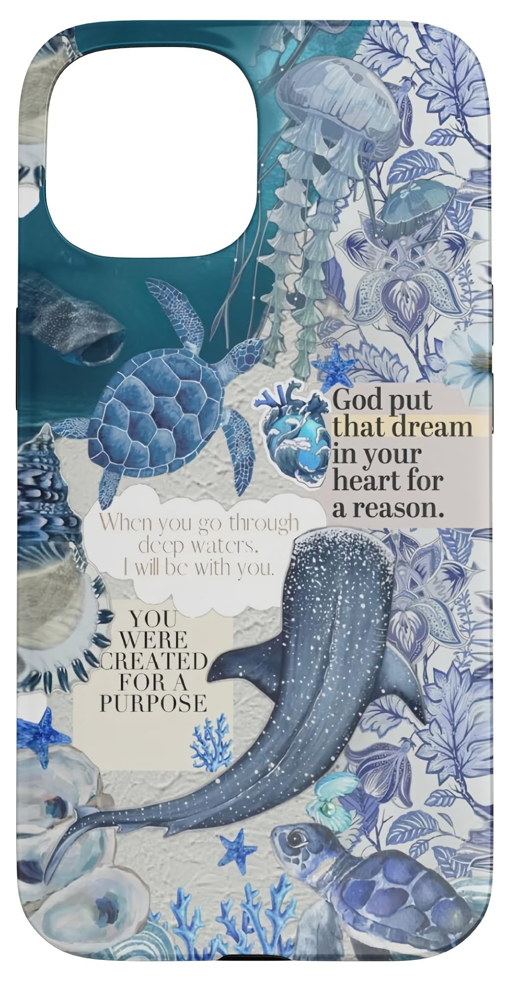 iPhone 15 Christian Whale Shark Collage Scrapbook Seashell Case