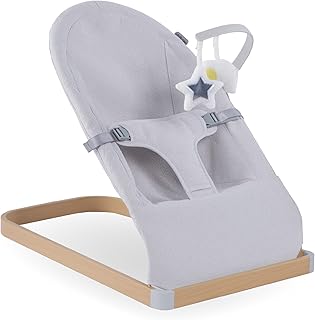 My Babiie Baby Bouncer with Toy Bar – Newborn Ergonomic Bouncer Chair, from Birth to 9 Months (9kg) - Grey