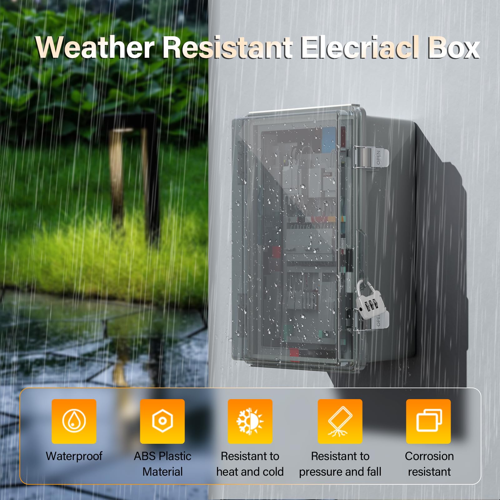 BSEED Wasserdichte elektrische Abzweigdose, Außengehäuse mit Scharnierabdeckung, Montageplatte und Wandhalterungen, abschließbare ABS-Kunststoffbox für Router, Schalter, elektrische Projekte