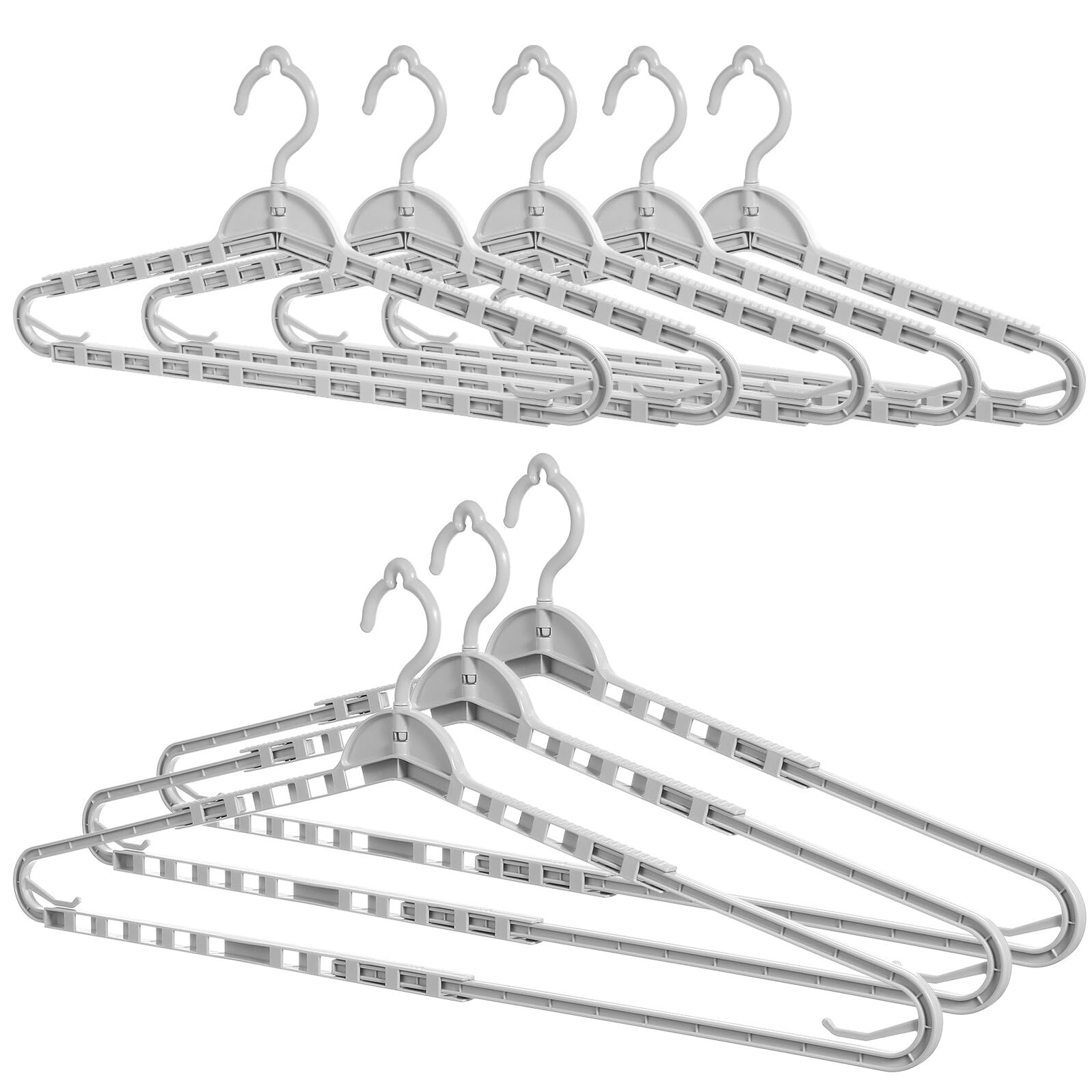 VALICLUD Set da 8 Grucce Estensibili in Pp Design Regolabile e Struttura Robusta, Appendini Salvaspazio Eleganti e Multifunzionali per Asciugatura di Vestiti e Cappotti