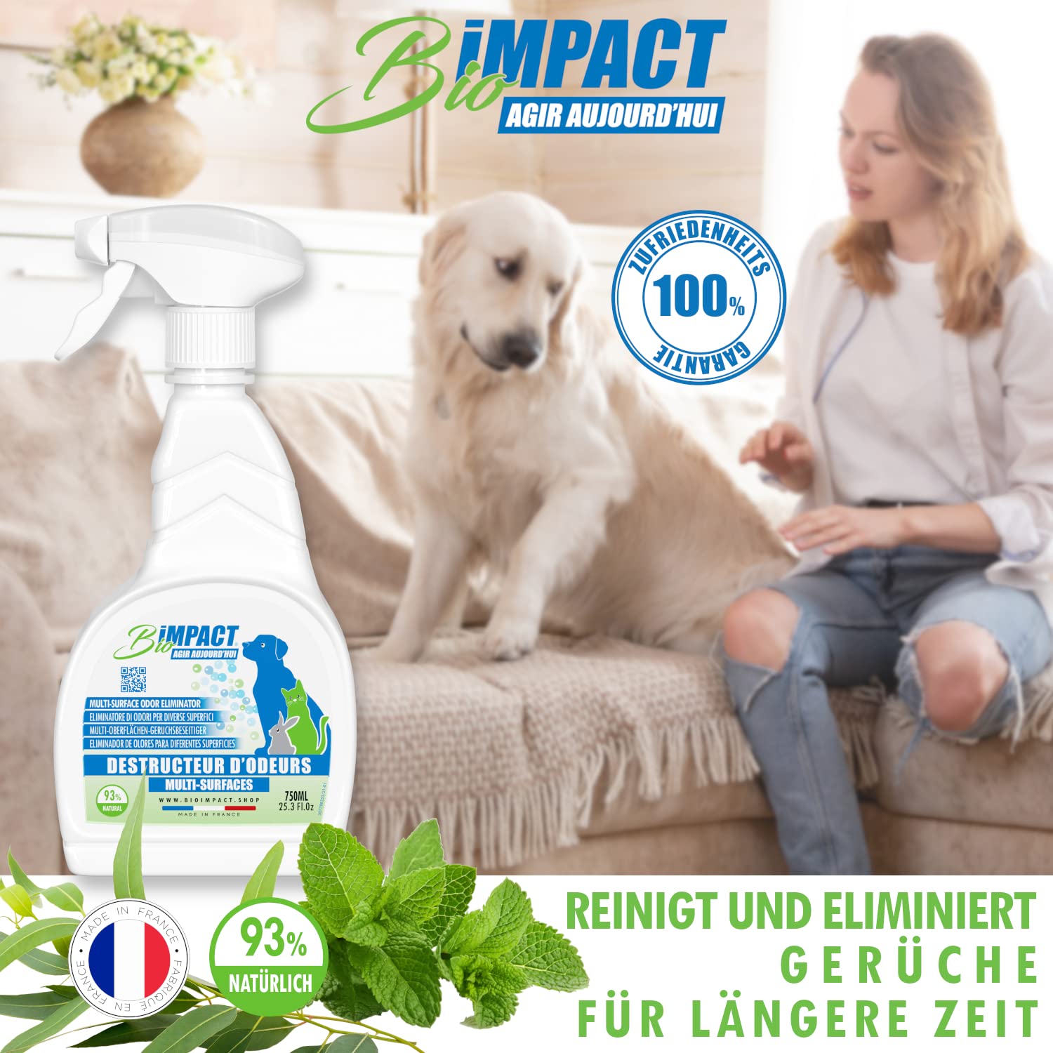 destruktor zapachowy Środowisko Zwierząt, 750ml, Naturalny, Anti Pipi Kot, Pies, Królik, Gryzonie, Czystość: Zwierzęta, Dywan, Parkiet, Mocny Spray Enzymatyczny