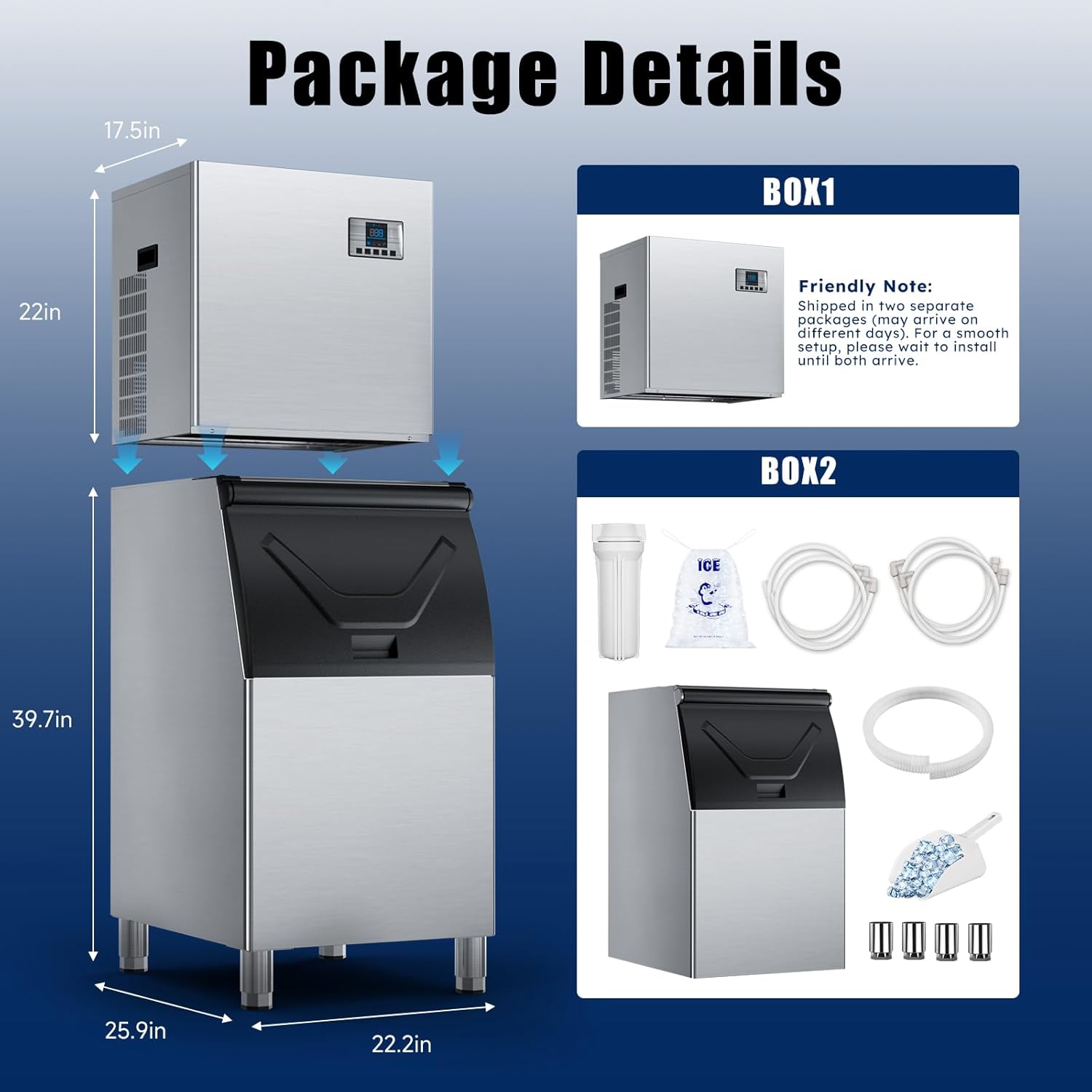 Commercial Ice Maker, 680Lbs/24H Industrial Ice Machine 580Lbs Large Storage Bin, 210 Ice Cubes in 5-15 Minutes, Auto-Cleaning Stainless Ice Maker, Ice Ready in 8-15mins, Cafe/Bar/Business