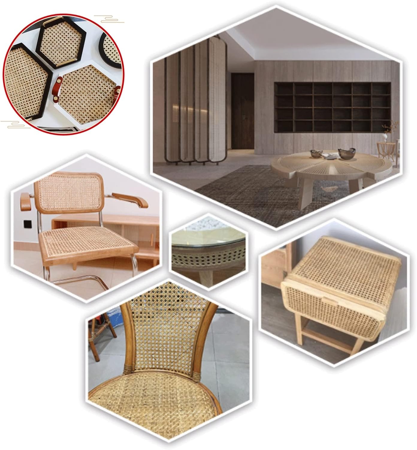 Natural Material Rattan Webbing Reed Furniture Repairing, Wicker Rattan Material Basket Weaving Kit, Rattan Baskets Braided Rattan Cane Webbing for Chair Making and DIY Making Supplies ( Color : 5mm ,