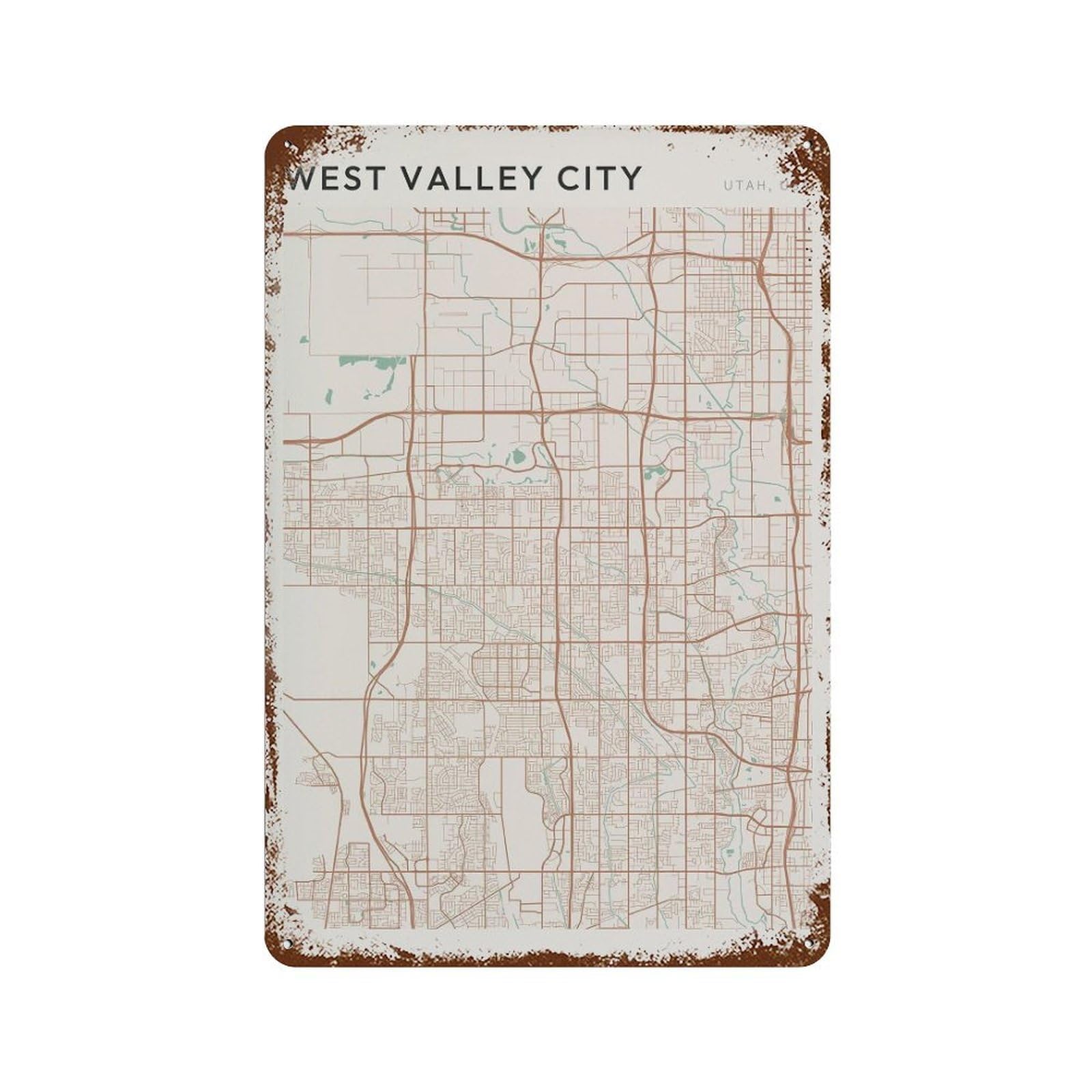 xiaoxiaoshen West Valley City Map Utah Travel Gift Farmhouse Decor Wall Decor Art Metal Tin Poster Modern Home Decor Art Home Bar Shop Decorations Vintage Sign 30x20cm