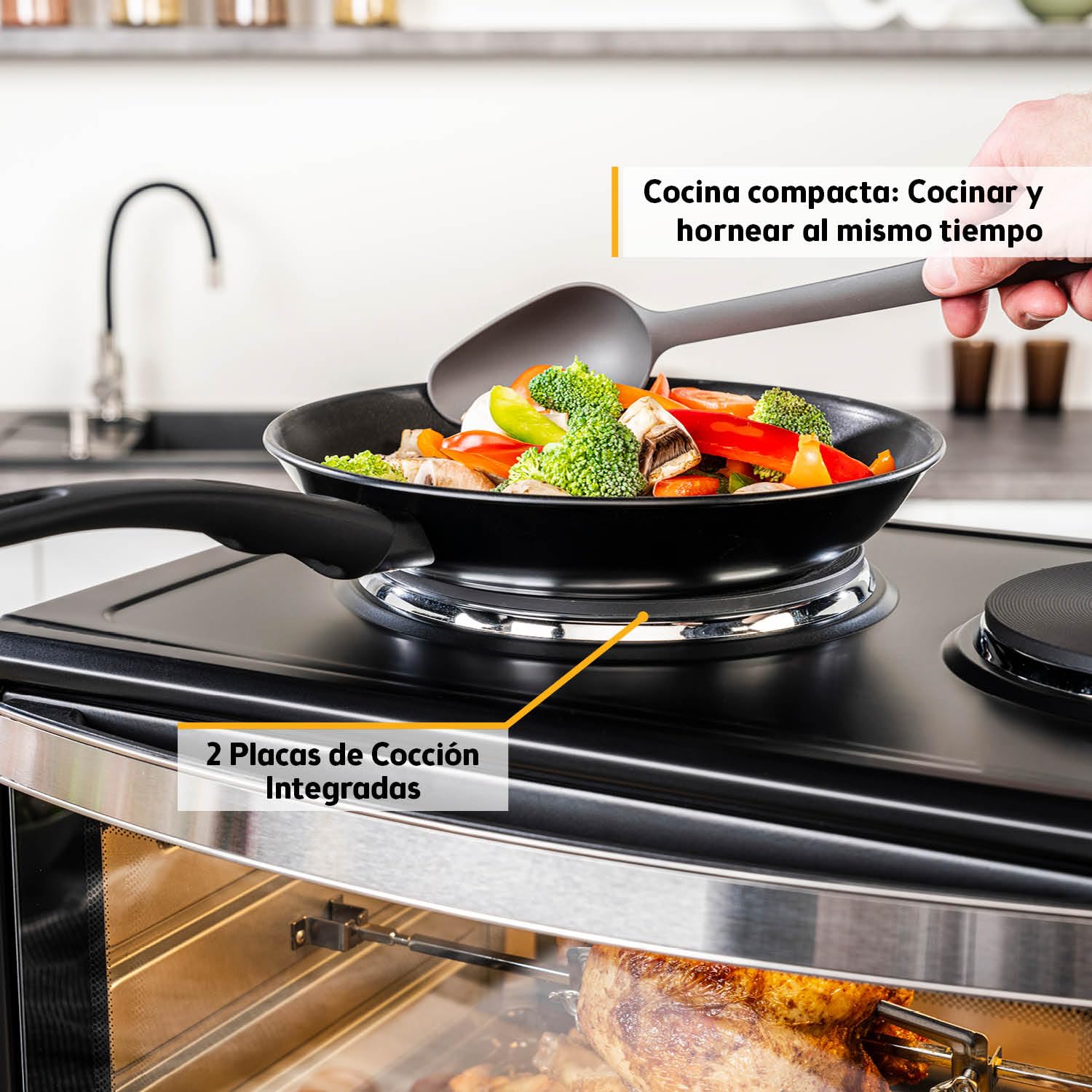 TZS First Austria Mini Horno 30L 3200W con Quemadores para Pizza 230°C 6 Modos