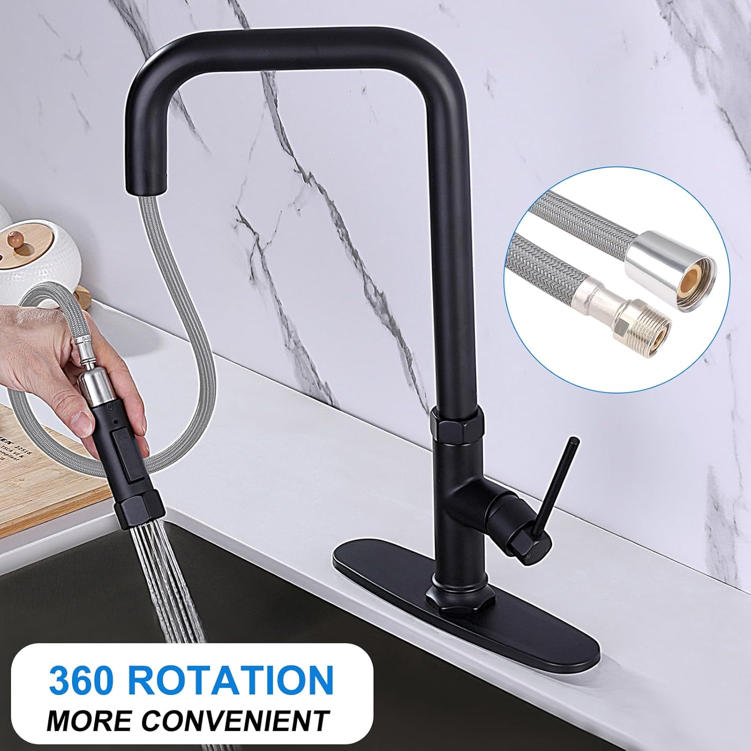 Pull Down Hose Kit, Kitchen Faucet Hose Replacement for American Standard, Pull down Faucet Sink Hose Faucets Sprayer Replacement Parts with Adapters Compatible with Most Kitchen Faucets-70 inch