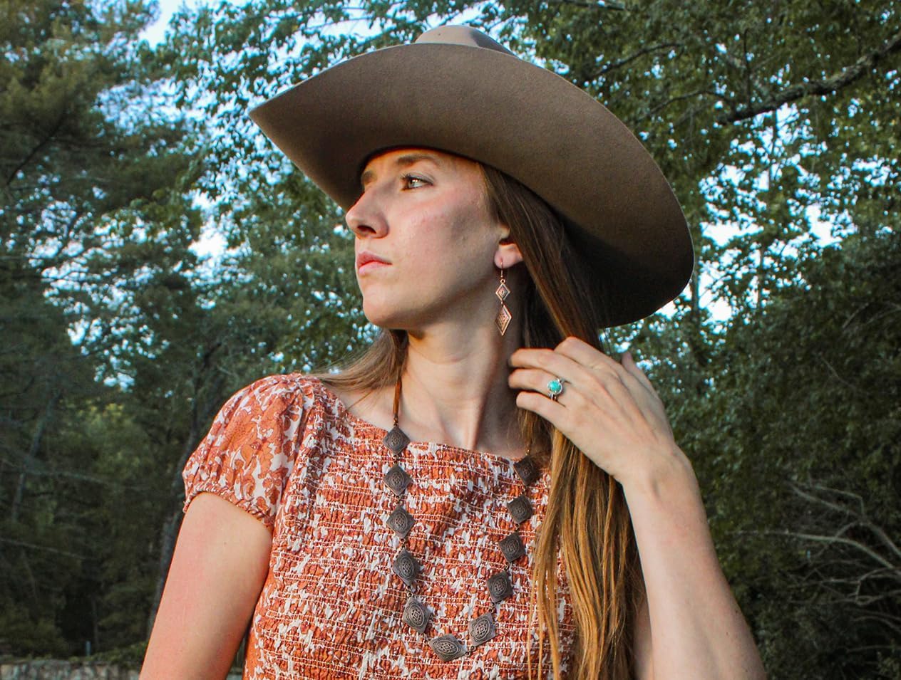 Wrangler Western Drop Dangle Earrings for Women Cowgirl Horseshoe Concho Dangling Country Rustic Jewelry - Image 2