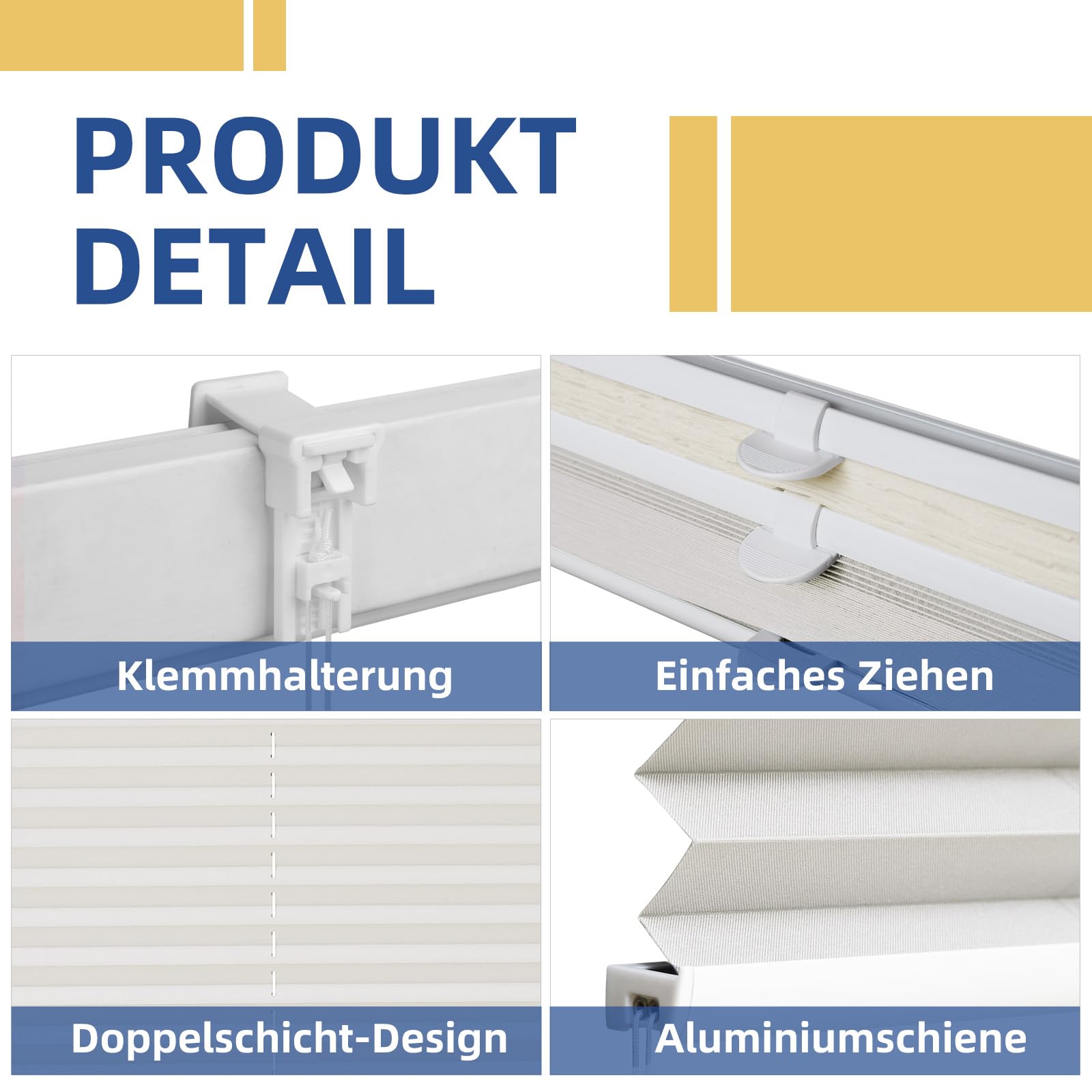Sekey Plissee Doppelplissee Day+Night Verdunkelung ohne Bohren verspannt Lichtschutz – Bild 3
