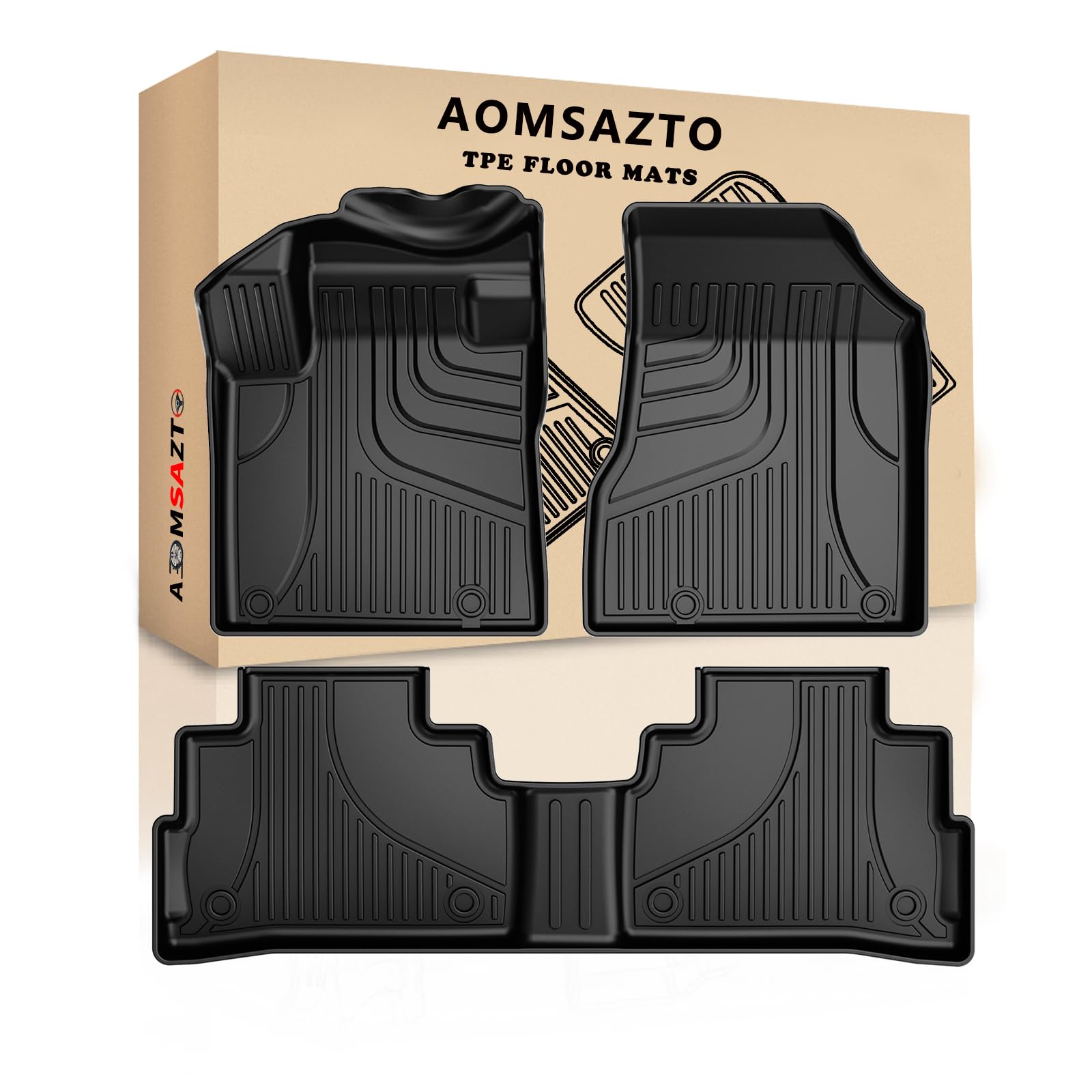 AOMSAZTO Automotive Floor Mats for 2024 2023 2022 2021 2020 2019 Nissan Murano Platinum/SV/SL/LE/SE, Heavy Duty TPE All Weather Car Floor Mats, 1st & 2nd Row Full Set Rubber Floor Liners