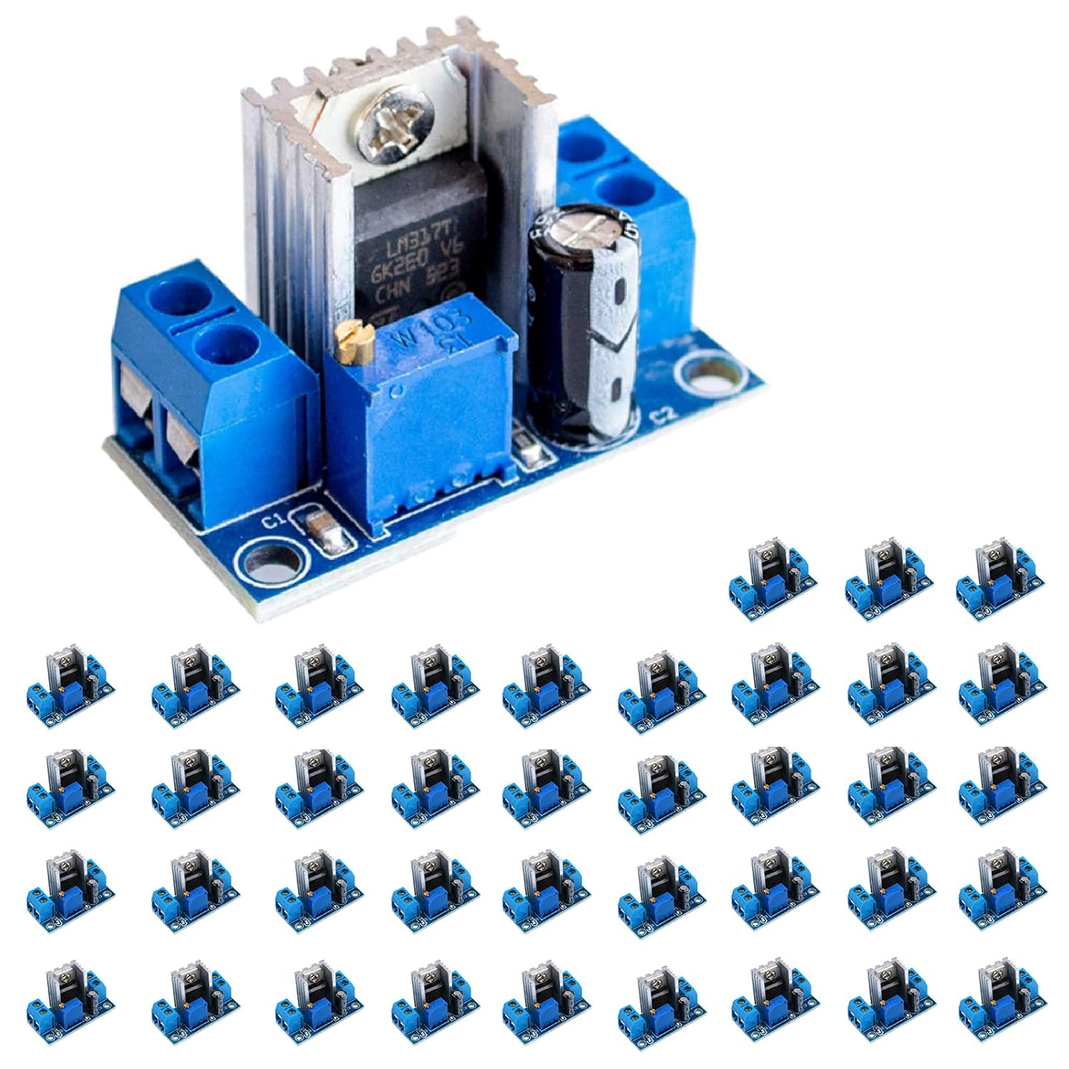 40 Packs LM317 DC-DC Circuit Board Module, Linear Regulator, LM317 Adjustable Voltage Regulator Power Supply