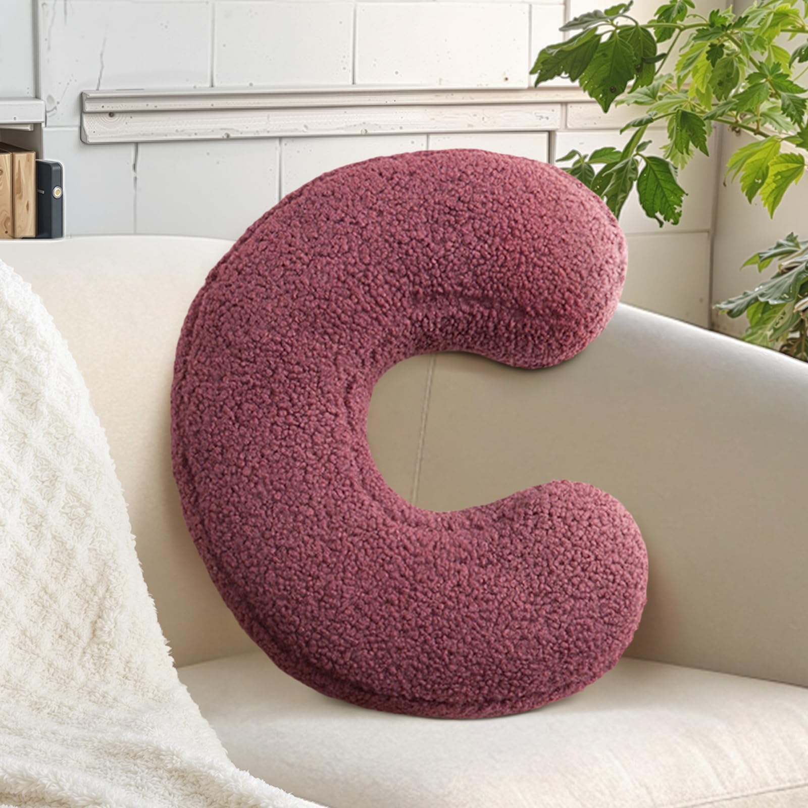 Initial Letter C Pillow Cute Alphabet Throw Pillow for Sofa Couch