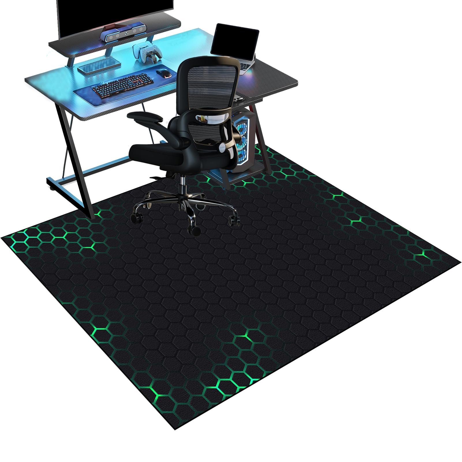 Gaming Chair Mat for Hardwood Floor Non-Slip Floor Protection Mat 90 x 120 cm Office Chair Mat for Carpets Anti-Slip Floor Protector Mat Computer Desk Chair Mat for Gaming Room Home Office Decor