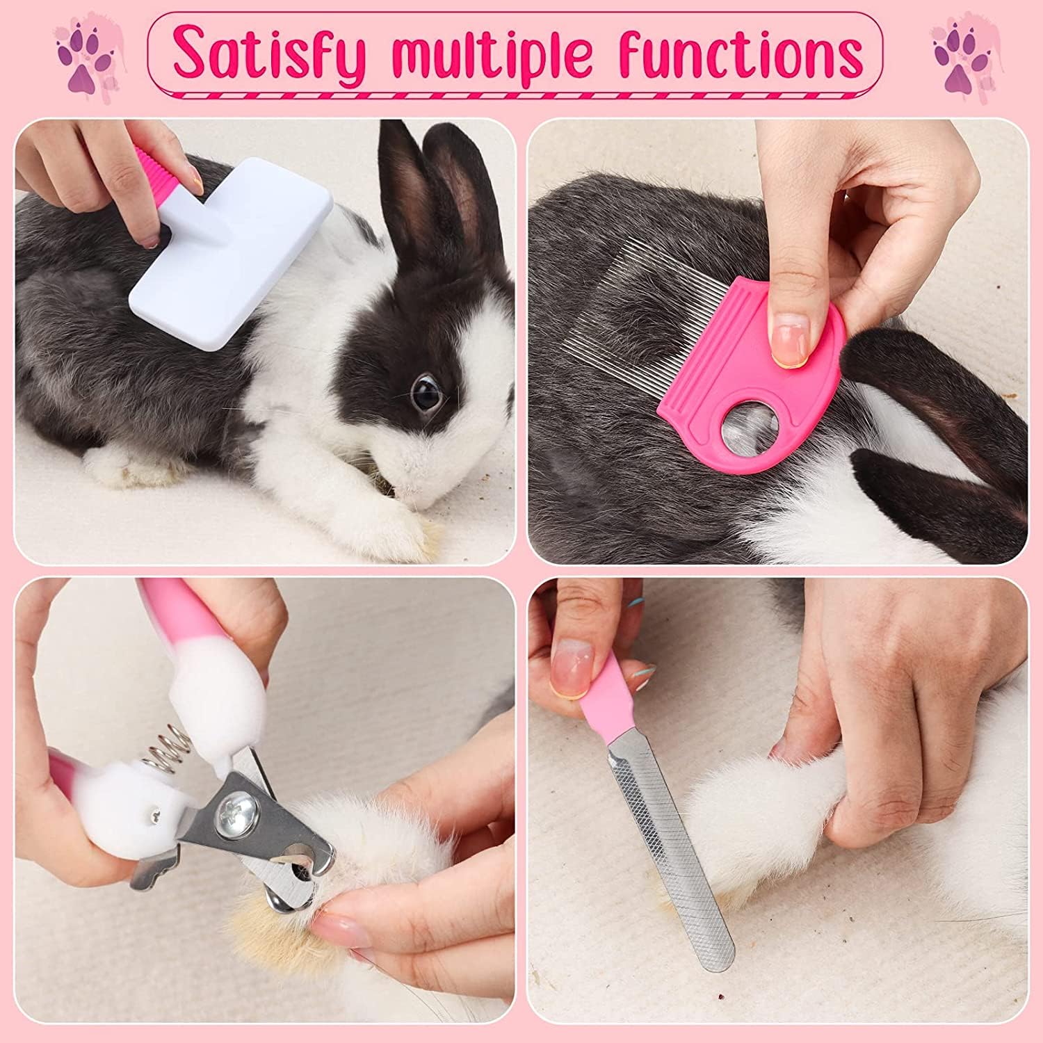 Kit Toelettatura 12 Pezzi Allazone Per Conigli E Cani – Spazzole, Pettini, Tagliaunghie E Spazzolini!