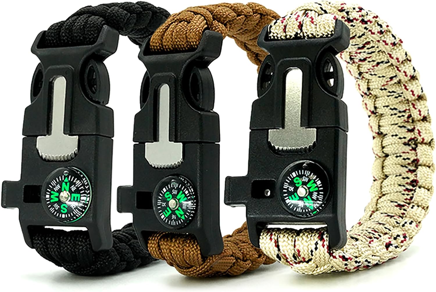 Survival Bracelet,Practical Five Functions, Fire Starter, Loud Whistle, Reliable Compass, Rope Cutter, Reliable Paracord image 2