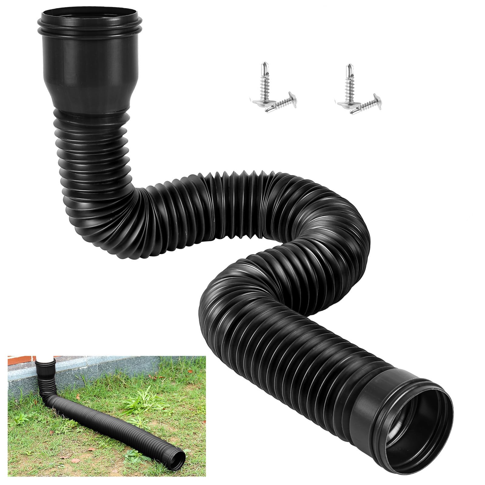 Tuyau de descente 80/100 mm avec rallonge de gouttière de 47 à 150 cm pour drainage extérieur