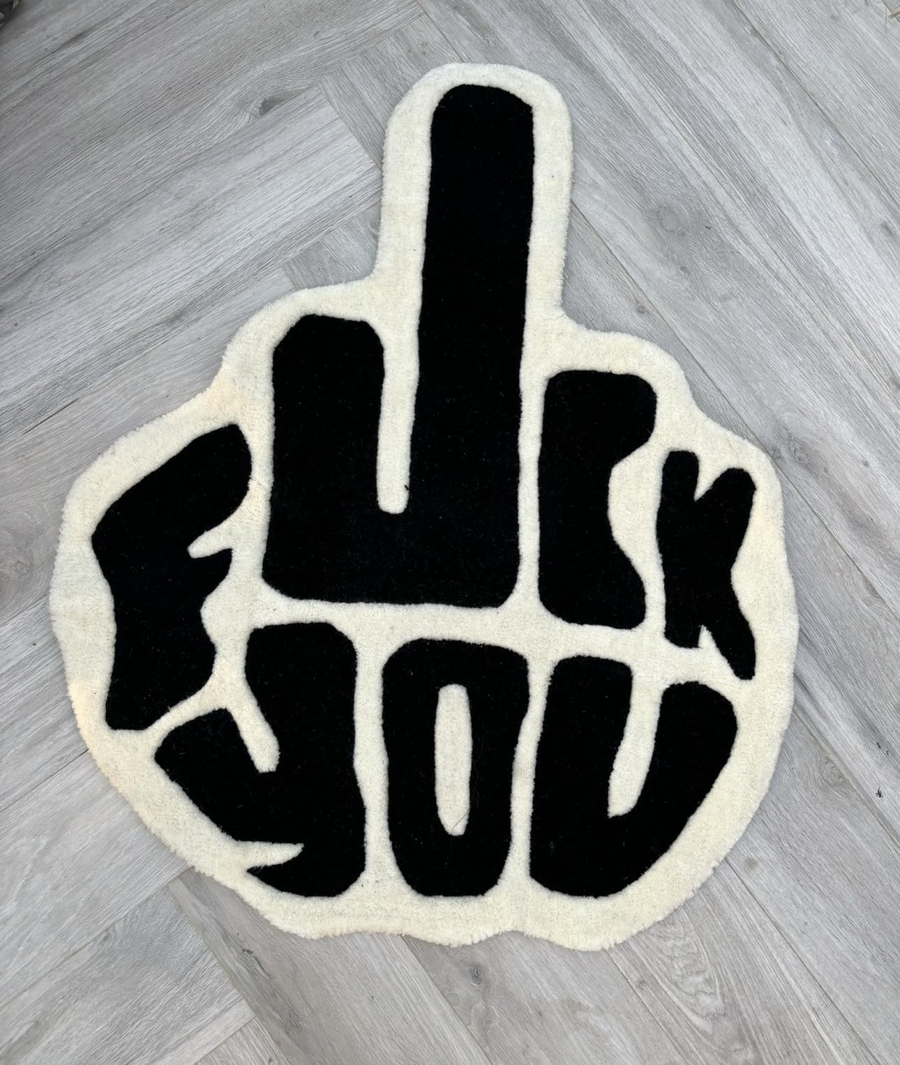 Buy Tufty Rugz “Fuck You” Tufted Rug - Black and White Online at 