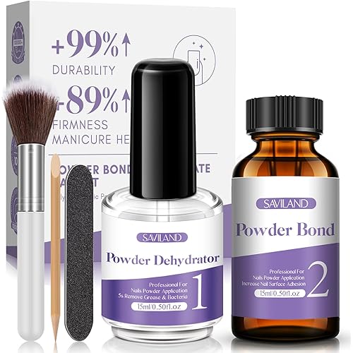 SAVILAND Nail Dehydrator and Primer: Exclusively for Acrylic Powder Acrylic Nail Kit Quick Air Dry Nail Dehydrator & Non-Acid Nail Primer, Enhance Adhesion Professional Acrylic Nail Prep Kit