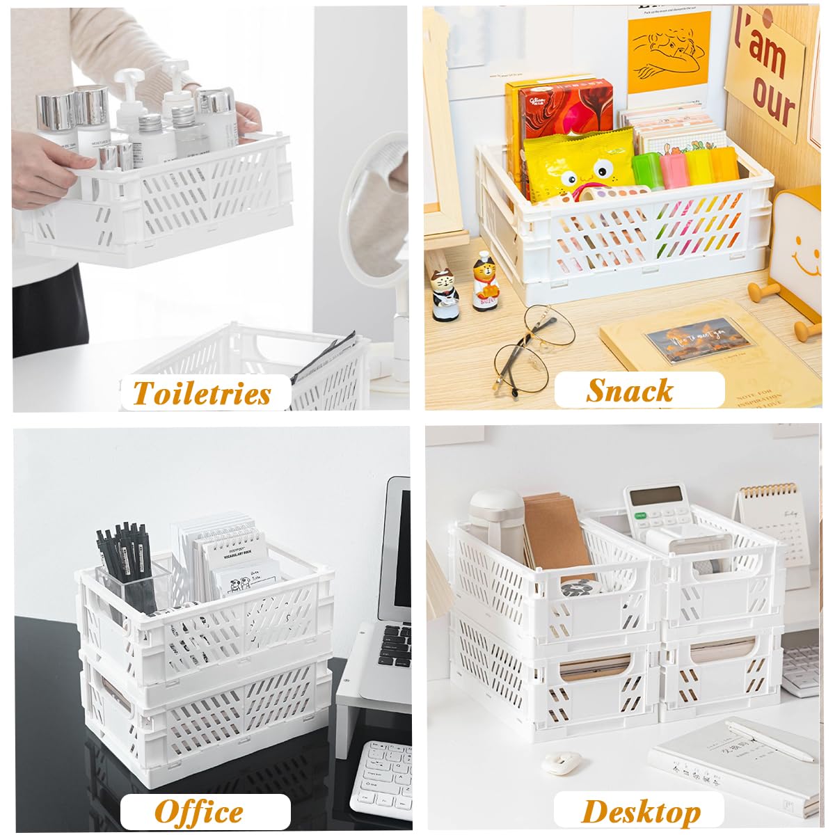 Cestini Portaoggetti Pieghevoli 6 Pezzi - Grigio 30x20x12cm | Organizzazione Cucina, Bagno, Ufficio - Foto 8