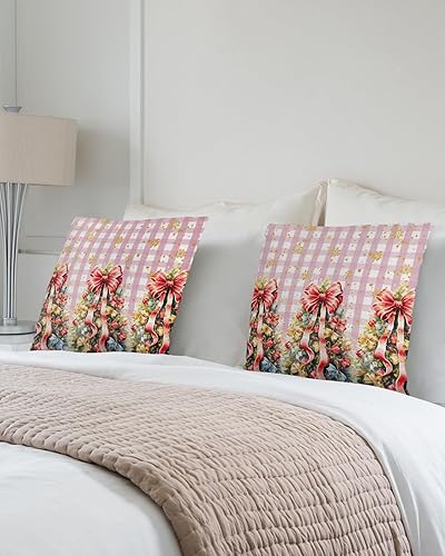 Miniatura 3 de Paquete de 2 fundas de almohada de algodón, diseño de copos de nieve dorados, diseño de copos de nieve dorados, diseño de acuarela con lazo en