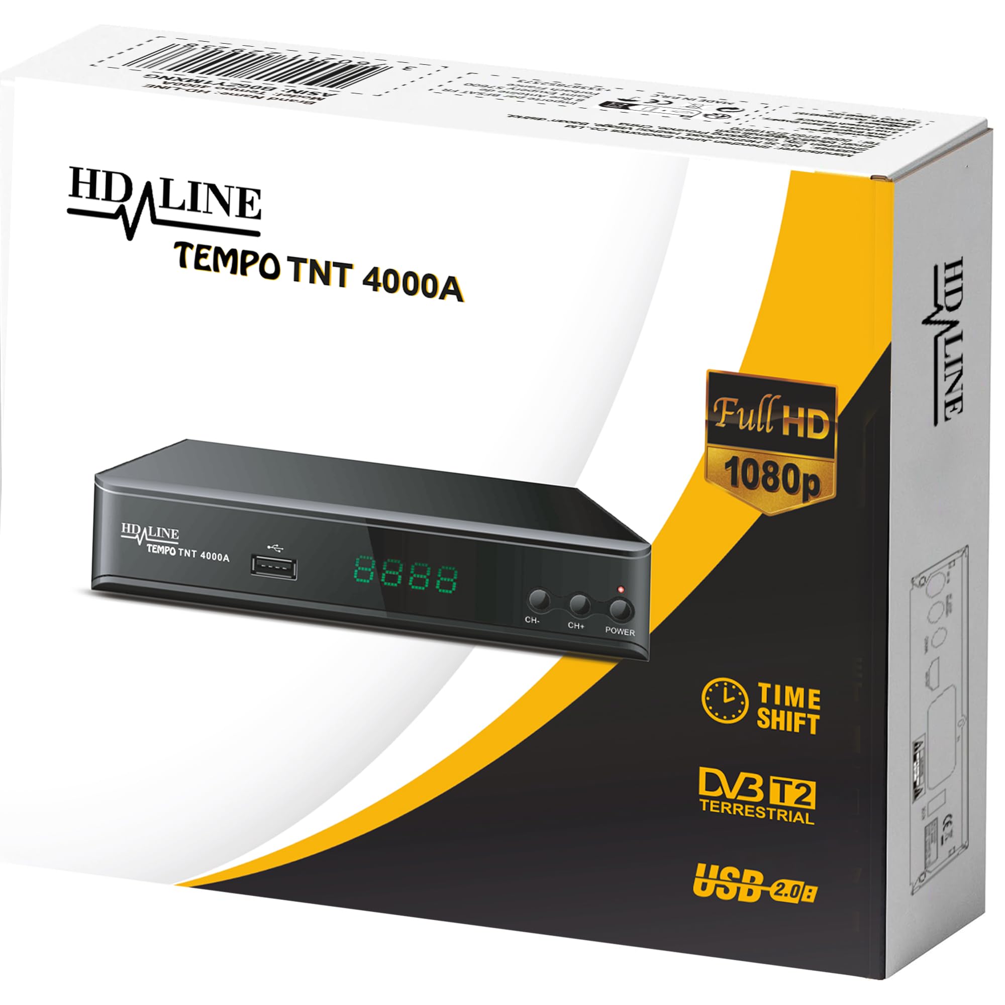 HD-Line Tempo 4000 Decodeur TNT HD pour TV/Full HD Decodeurs TNT Peritel/HDMI Décodeur, Demodulateur, Recepteur, Boitier, Adaptateur HEVC, Tuner, Noir, tmp4000