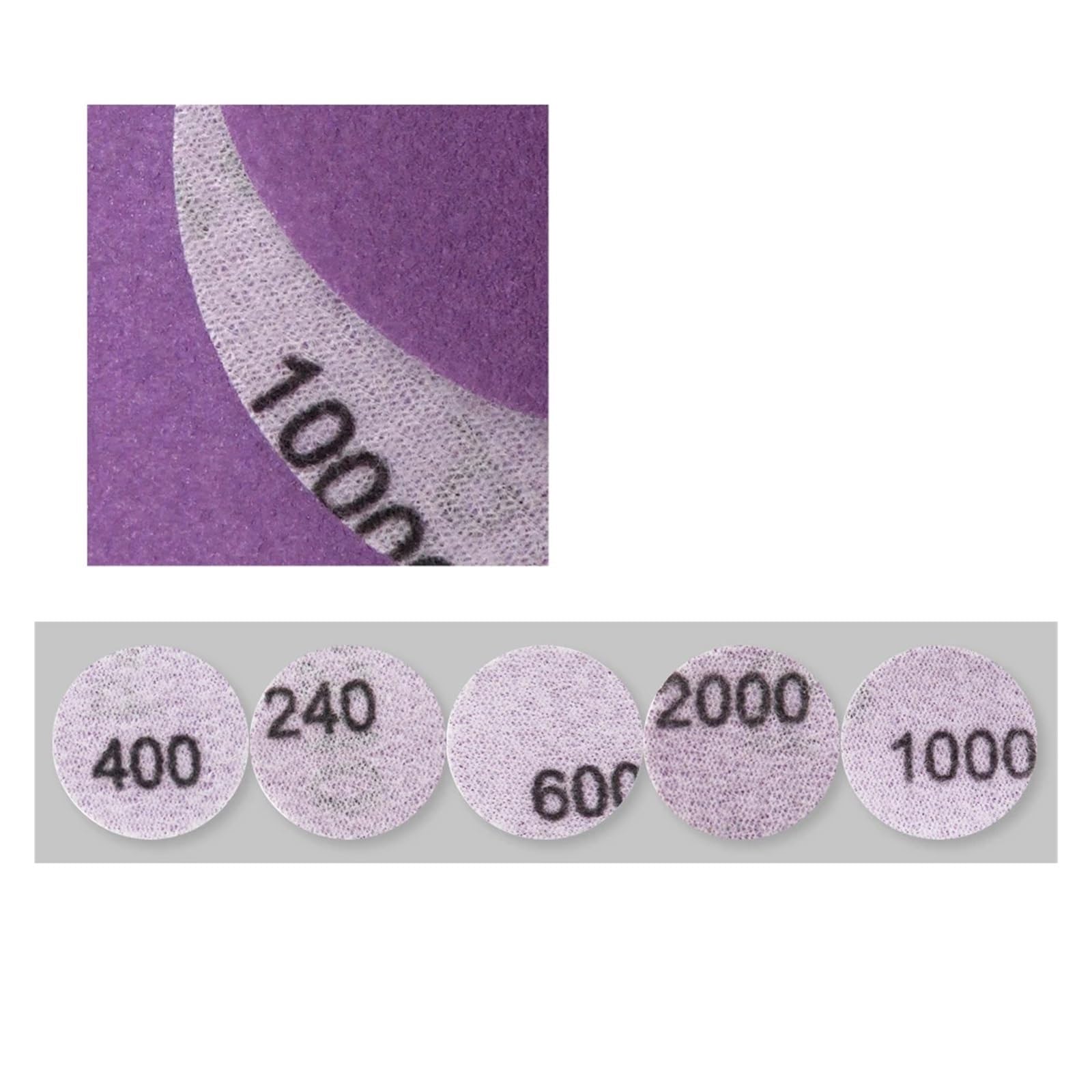 Discos de lijado en seco y húmedo, 100 Uds., 125,0mm, 5 pulgadas, papel lija óxido aluminio for taladro, herramientas amoladora rotativa Para Lijadora(Purple-p180)