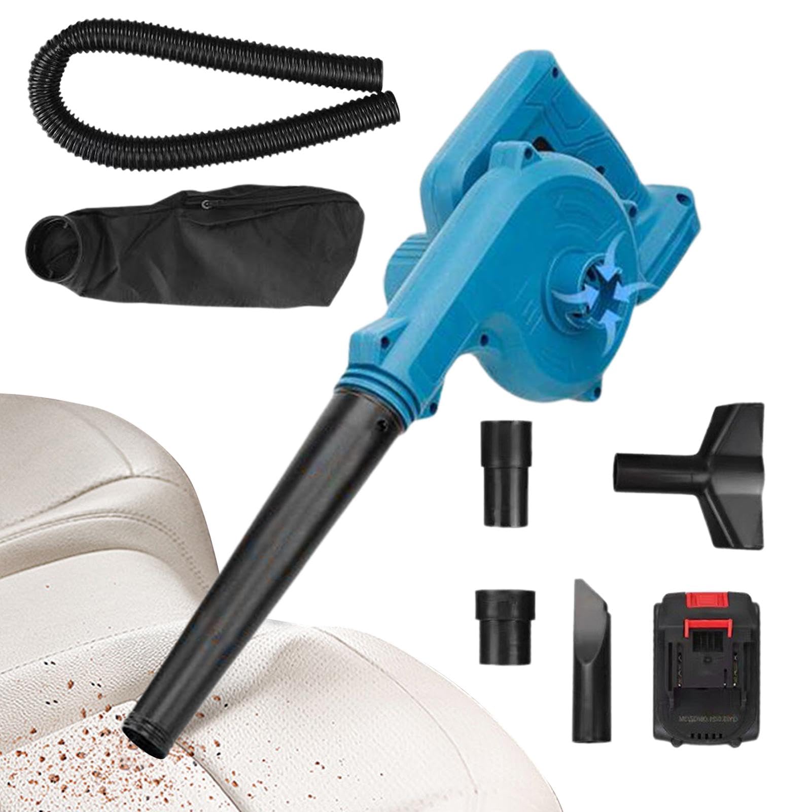 Soffiatore per foglie a batteria, Soffiatore per foglie senza fili, Aspirapolvere automatico elettrico senza fili, velivolo multiuso per giardini domestici, garage, terrazze e altre piccole ar