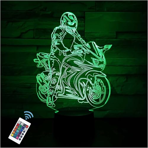 Luz nocturna LED para motocicleta, control remoto de 16 colores y táctil inteligente, lámpara de noche de ilusión 3D, decoración de dormitorio,