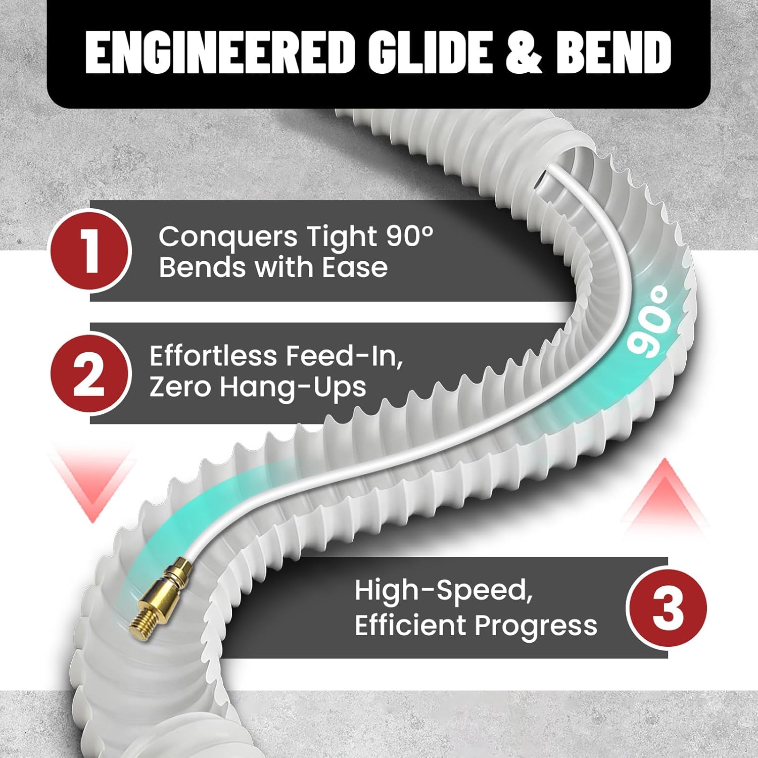 MAXKOSKO Professional Fish Tape Wire Puller, 3/16 In x 100Ft Electrical Wire Fishing Tools with Gloves & 7 Adapters, Non-Conductive Fiberglass Wire Pulling Tools for Walls and Electrical Conduit