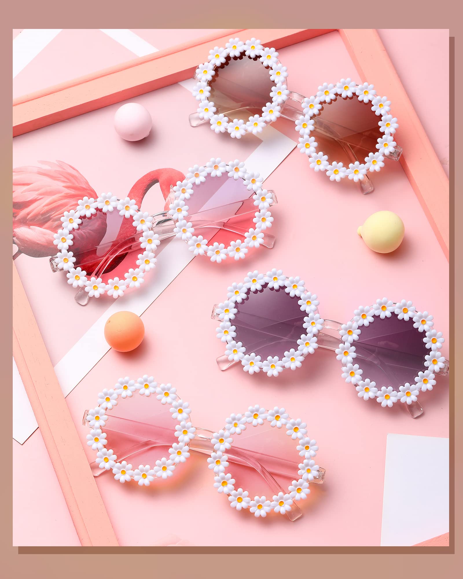 Yunsailing Lot de 12 paires de lunettes de soleil motif fleurs pour femme Motif marguerites