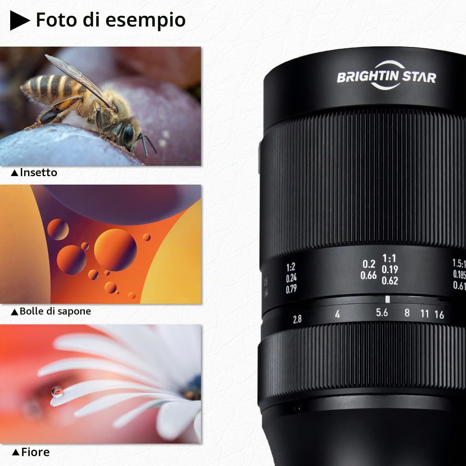 Brightin Star - Lente di messa a fuoco manuale macro 60 mm F2.8 2X per fotocamere Nikon Z-Mount mirrorless APS-C MF obiettivo fisso ad ampia apertura, compatibile con Z-6II, Z-7II, Z5, Z50, Z9, Z50