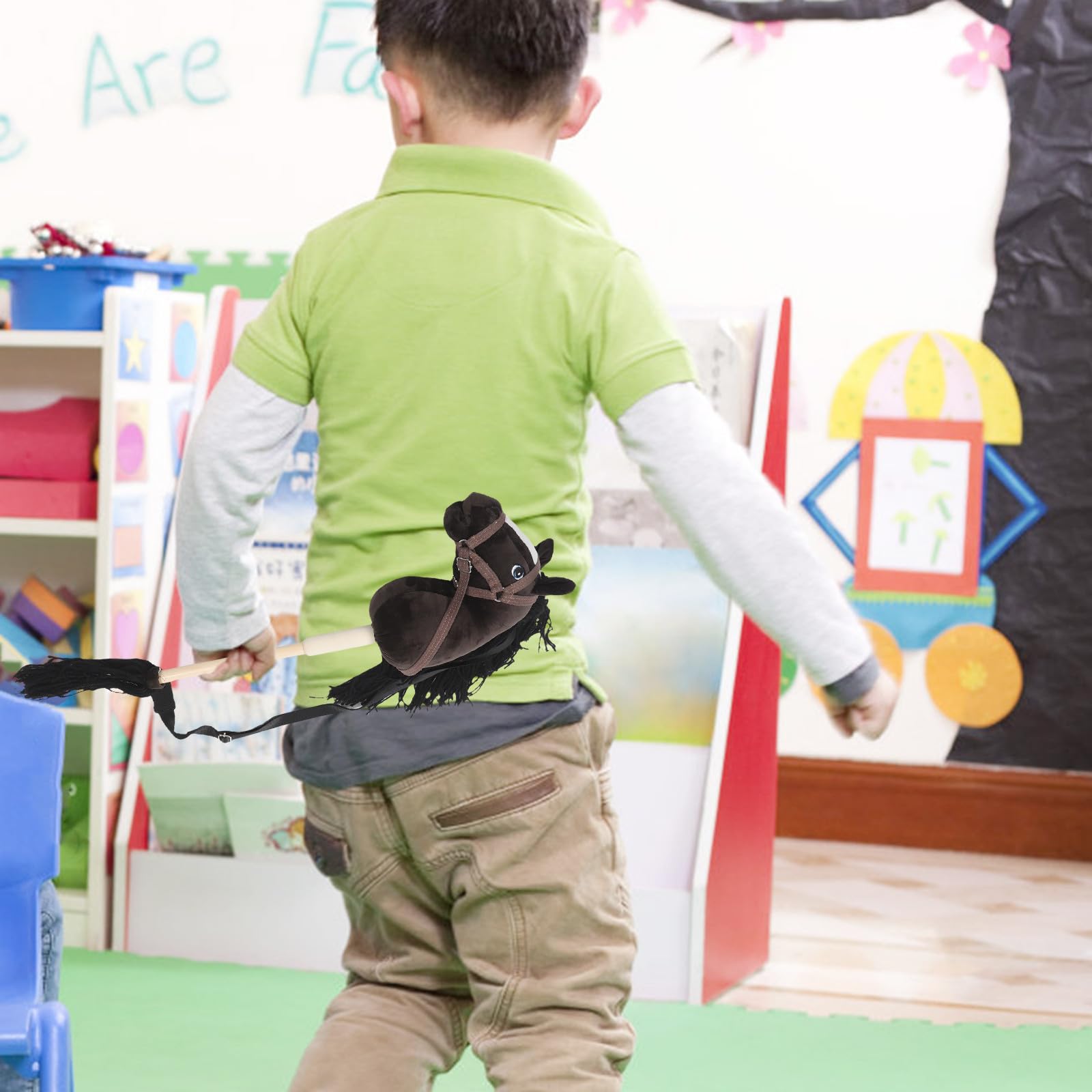 SECFOU Bastone a Forma di Testa di Cavallo in Legno e Tessuto, Leggero e Sicuro, per Feste di Compleanno e Giochi Creativi per Piccoli