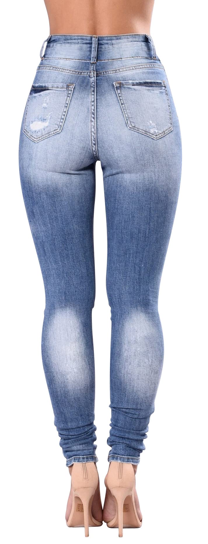 Skirt BL Women's High-Waisted Skinny Stretch Ripped Jeans