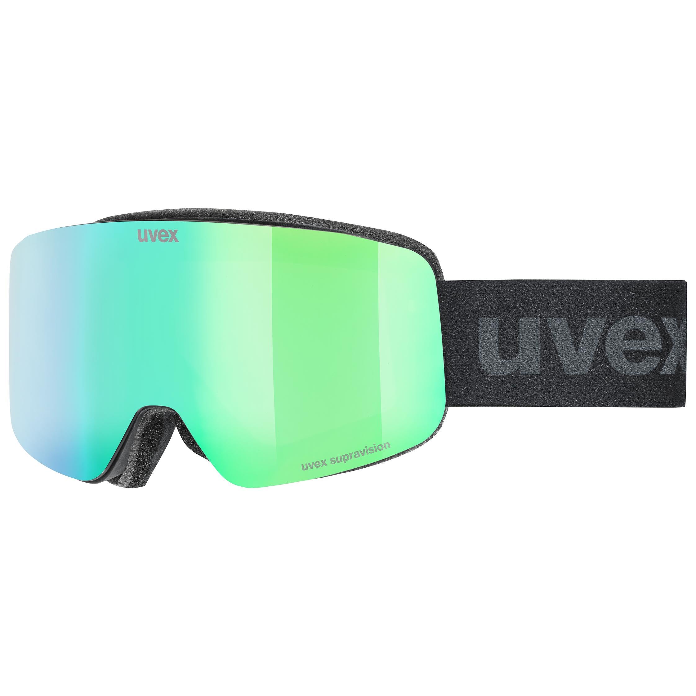 uvex pwdr FM, Gogle narciarskie unisex-dzieci, black matt/green-clear, one size
