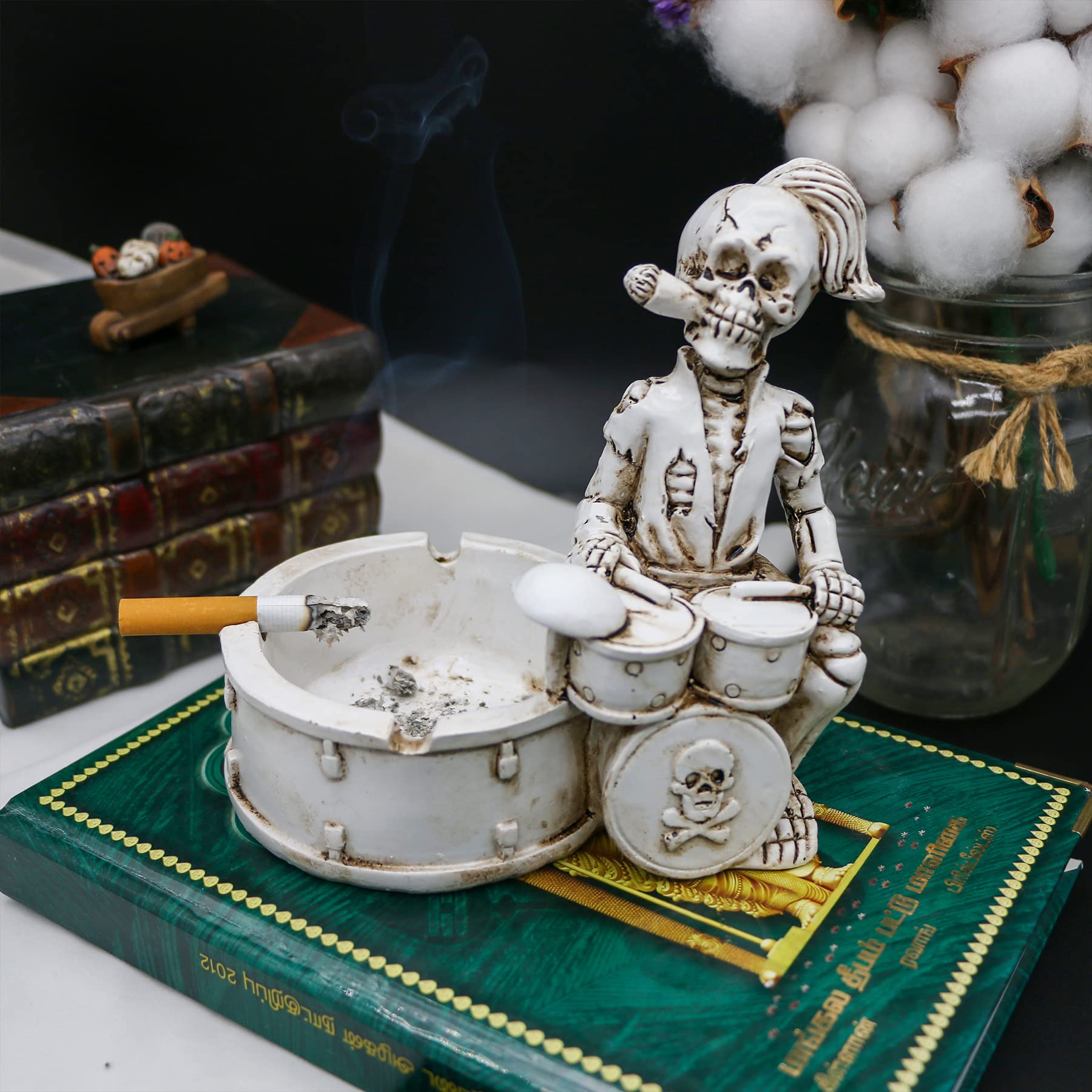 Cendrier,Cendrier En Résine Tête De Squelette,crâne Fantôme,Cigarette