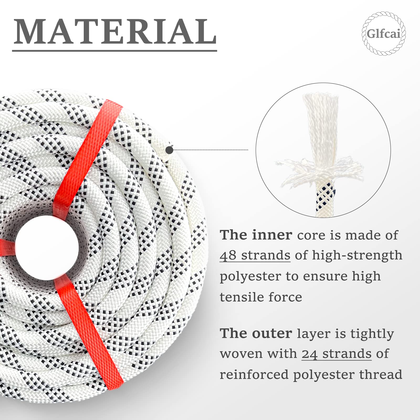Polyester Braided Arborist Rope(1/2 in x 150ft) Strength and Durability