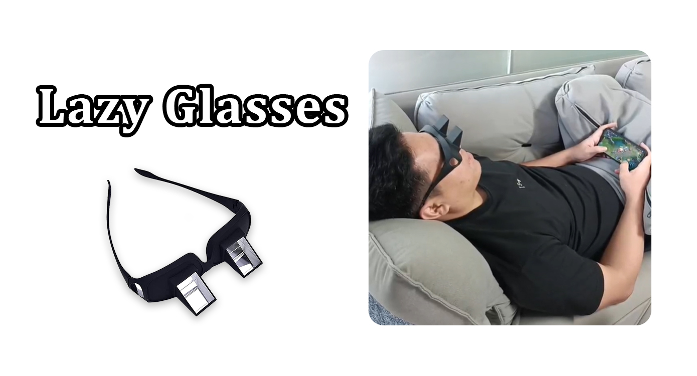 Lazy Glasses for Laying Down, Laying Down Reading Glasses, 90° Prism Glasses for Bed, Mirror Viewer, Reading Accessories for Book Lovers, Phone & TV, Non-Magnifying, Fits Over Prescription Eyewear : Health