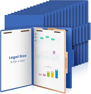 AmazingSpark 18 Pcs Classification Folders Legal Size Bulk 1 Divider Pressboard File Folder with Expansion 2 Prongs Fastener Heavy Duty Office File Organizer for School Hospitals Home (Dark Blue)