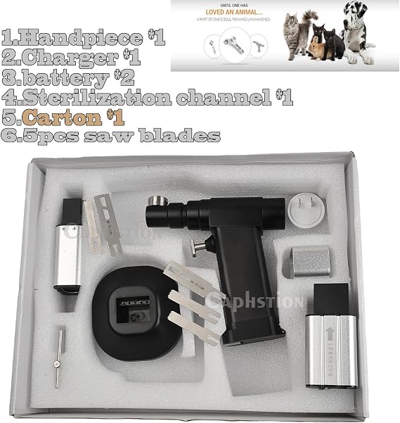 Veterinary Mini Orthopedic Cutting Bone Saw Oscillating Saw Small Power Cutting Tools with 5 Saw Blades, Sterilization Box