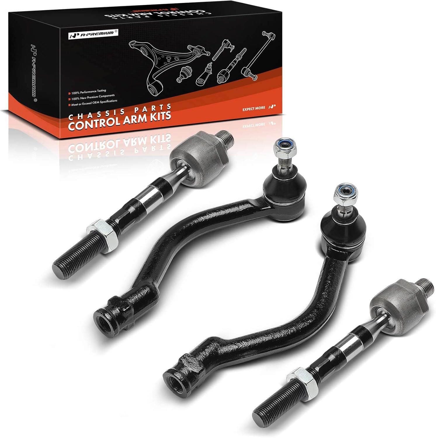 A-Premium Set of 4, Front Inner Outer Tie Rod End Kit, Compatible with Kia Amanti 2007 2008 2009