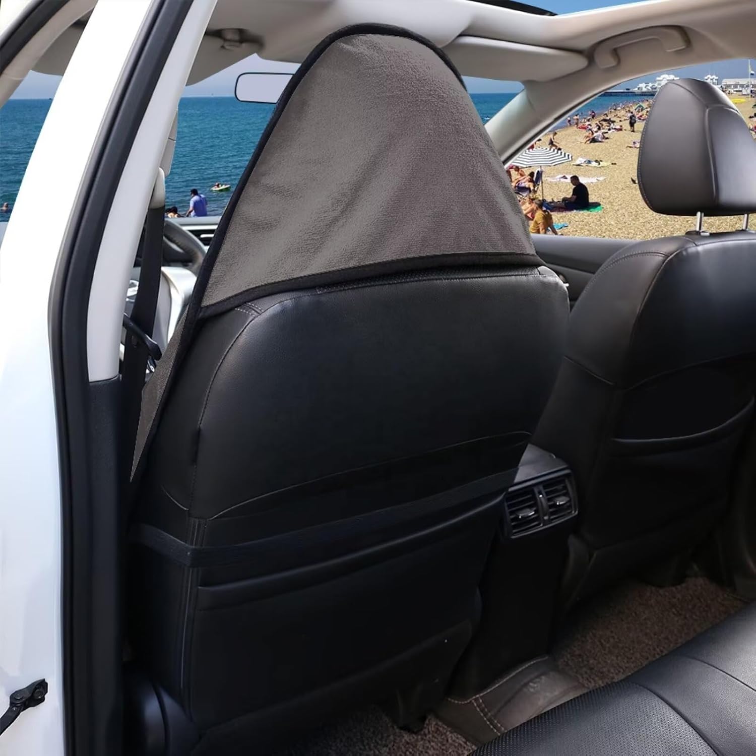 Front Car Seat Cover — Sweat-Absorbent & Waterproof Towel Material, Suitable for Gym Workouts, Running, Swimming, Beach and Hiking Activities, Fits Cars, SUVs, Trucks (Classic Gray, 2 Pcs)