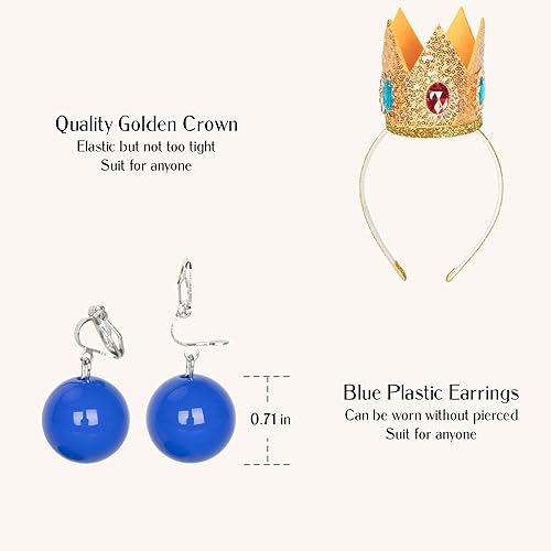 Miniatura 4 de Miss U Hair - Peluca de princesa para niños, peluca larga ondulada dorada con corona y aretes, peluca de fiesta de cosplay